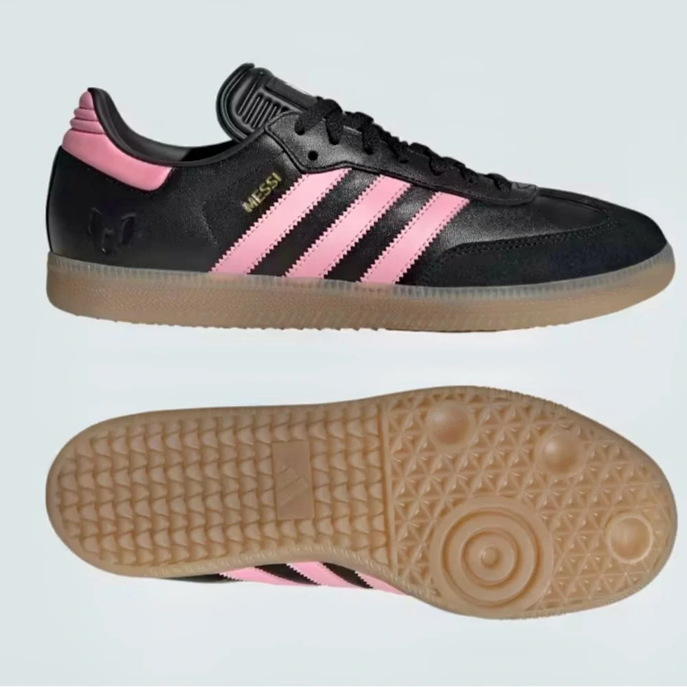 NIB ADIDAS MESSI SAMBA MENS INDOOR SOCCER LEATHER SHOES CORE BLACK/PINK SZ10 - Picture 8 of 17